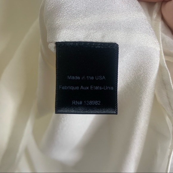 Marciano Ivory Textured Satin Lace Sleeve High Low Shift Dress - Picture 14 of 16